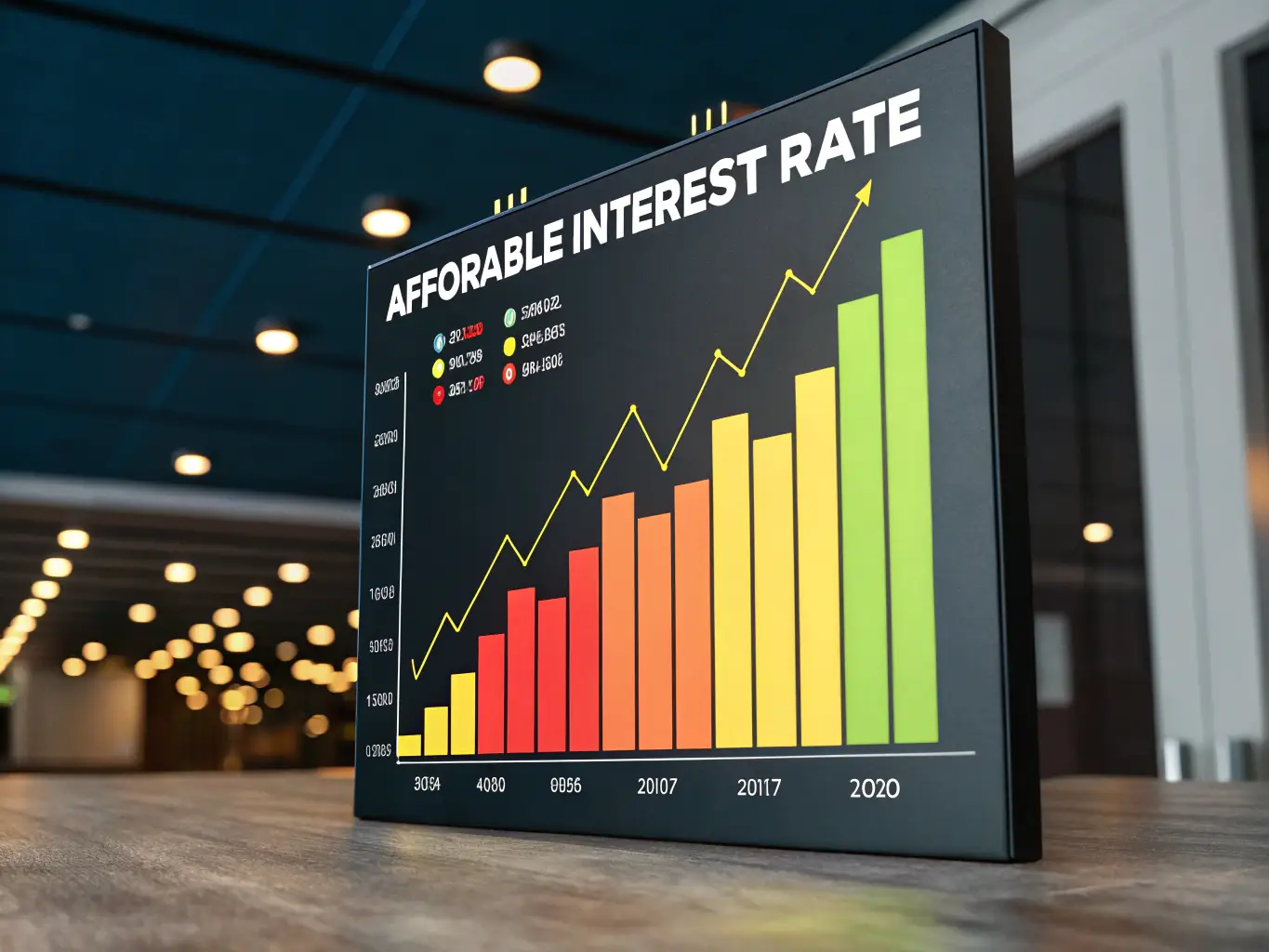 A graph showing a decreasing interest rate trend line, symbolizing lower rate refinancing.